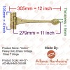 12 Inch "Achim" Heavy Duty Brass Vintage Strap T Hinge
